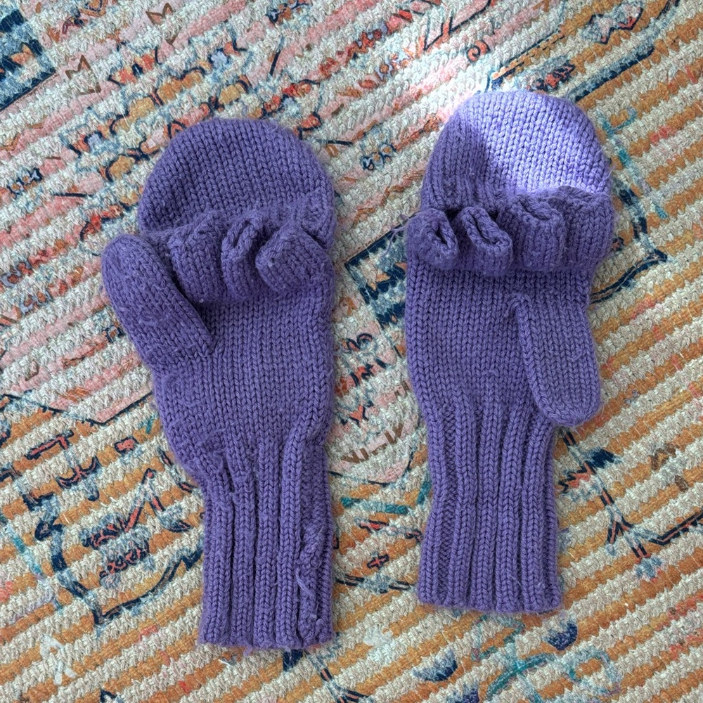 Purple Knit Mittens